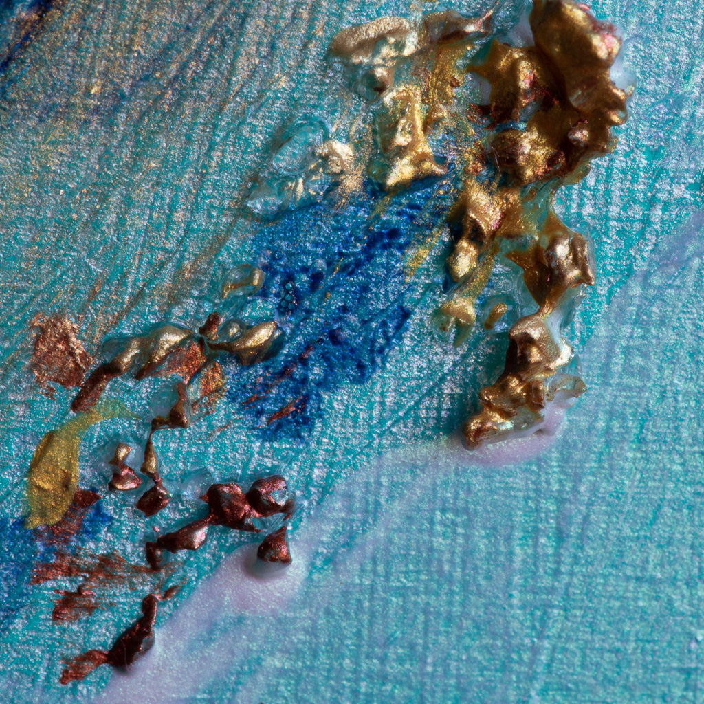 Closeup detail of a painting, showing texture